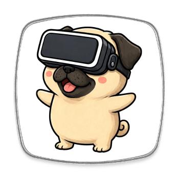 Mignon carlin dans le dessin animé de Gamer en réalité virtuelle - Magnet carré - blanc - Devant