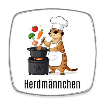 Herdmännchen Koch Gastronomie Beikoch Lustig  - Viereckiger Kühlschrankmagnet - Weiß - Vorne