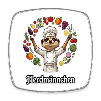 Herdmännchen Koch Gastronomie Beikoch Lustig  - Viereckiger Kühlschrankmagnet - Weiß - Vorne
