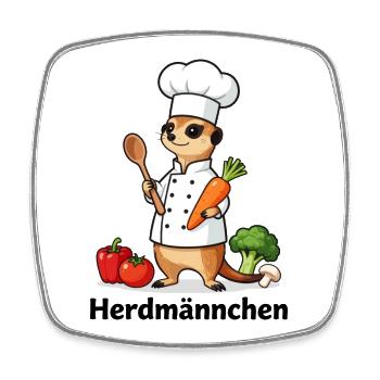 Herdmännchen Koch Gastronomie Lustig Gastro - Viereckiger Kühlschrankmagnet - Weiß - Vorne