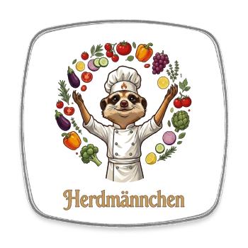 Herdmännchen Koch Gastronomie Beikoch Lustig  - Viereckiger Kühlschrankmagnet - Weiß - Vorne