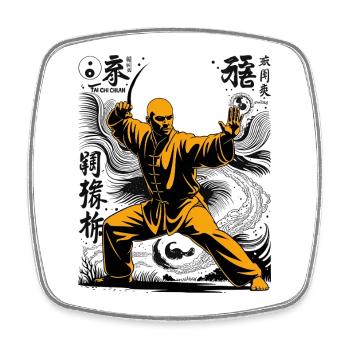 Tai Chi Zen Meditation – Chi Qigong Training - Square fridge magnet - white - Front
