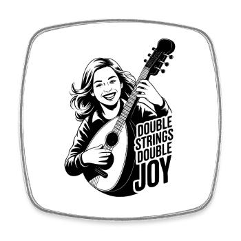Mandoline Double Cordes Double Joy Madoliniste - Magnet carré - blanc - Devant