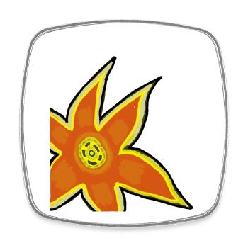 Dessin du contour fleur orange néon - Magnet carré - blanc - Devant