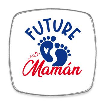Future Maman Garçon Empreintes Bébé - Magnet carré - blanc - Devant