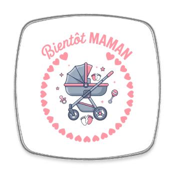 Bientôt Maman 2027 Annonce Grossesse Cadeau - Magnet carré - blanc - Devant