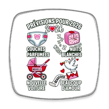 Prévisions 2026 Annonce Grossesse Humour - Magnet carré - blanc - Devant