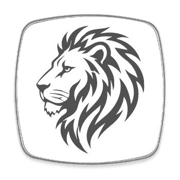 Tête de lion en conception en flammes - Magnet carré - blanc - Devant