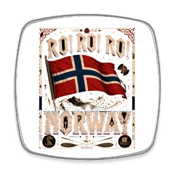 Norwegian flag in vintage frame - Square fridge magnet - white - Front
