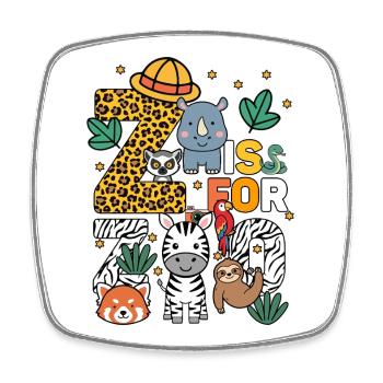 Z c’est pour fête de zoo Jungle zoo anniversaire animaux - Magnet carré - blanc - Devant