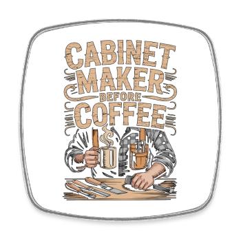 Ébéniste avant meuble Maître de café - Magnet carré - blanc - Devant