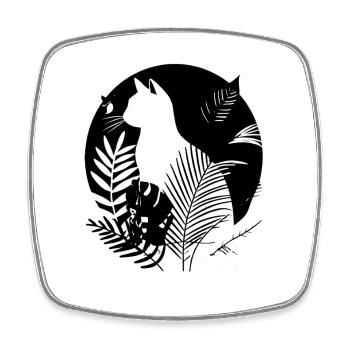 Portrait de chat - Magnet carré - blanc - Devant