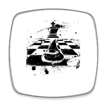 Art de rue de la pièce d’échecs - Magnet carré - blanc - Devant