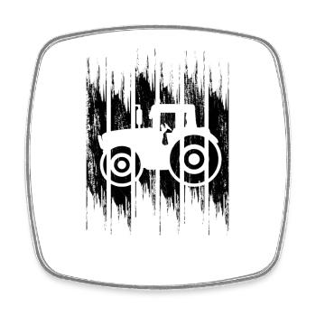 Graphisme du tracteur - Magnet carré - blanc - Devant