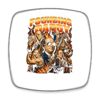 Founding Father Ben Franklin, July 4 - Square fridge magnet - white - Front