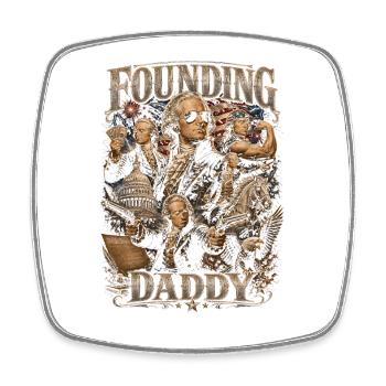 Founding Father Alexander Hamilton, July 4 - Square fridge magnet - white - Front