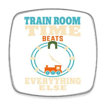 Train Room Model Railway Model Railway Dad Gift - Square fridge magnet - white - Front