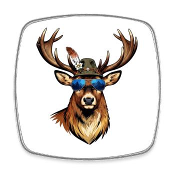 Deer Sunglasses Folk Festival Traditional Costumes Replacement Man - Square fridge magnet - white - Front