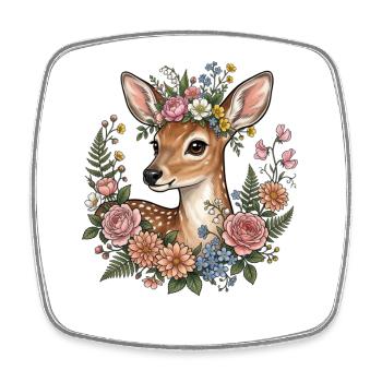 Deer Fawn Flowers Folk Festival Traditional Costumes Replacement Women - Square fridge magnet - white - Front
