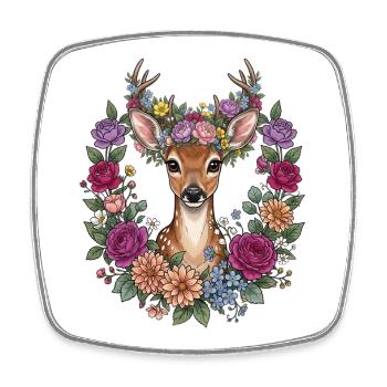 Deer Antlers Flowers Folk Festival Traditional Costumes Replacement - Square fridge magnet - white - Front