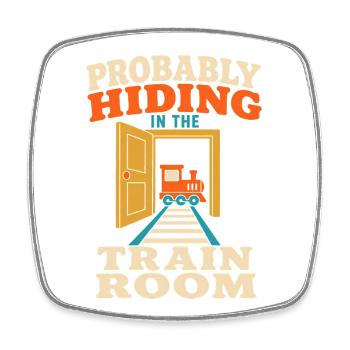 Train Room Model Railway Model Railway Dad Gift - Square fridge magnet - white - Front
