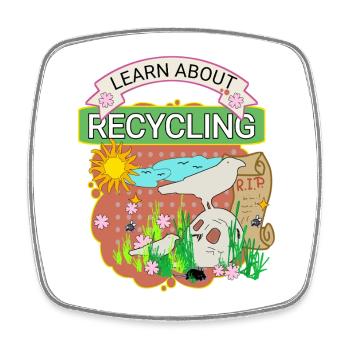 Learn about recycling - Square fridge magnet - white - Front