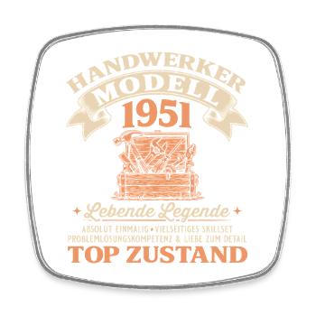 75. Geburtstag Handwerker Modell 1951 - Viereckiger Kühlschrankmagnet - Weiß - Vorne