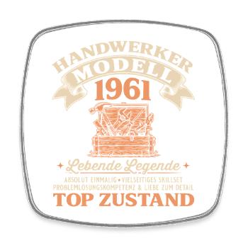 65. Geburtstag Handwerker Modell 1961 - Viereckiger Kühlschrankmagnet - Weiß - Vorne