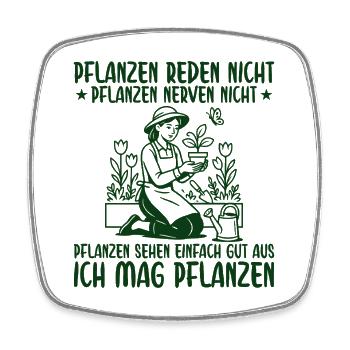 Pflanzen Nerven nicht Retro Gärtnerin - Viereckiger Kühlschrankmagnet - Weiß - Vorne