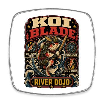 Koi Blade River Dojo Shirt - Square fridge magnet - white - Front