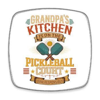 Pickleball vintage Paddle Dink Drôle de grand-père - Magnet carré - blanc - Devant