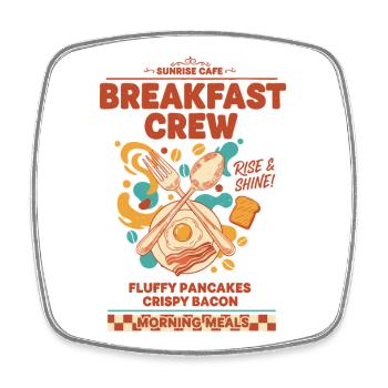 Breakfast Crew Funny Brunch Coffee Pancake Food - Square fridge magnet - white - Front
