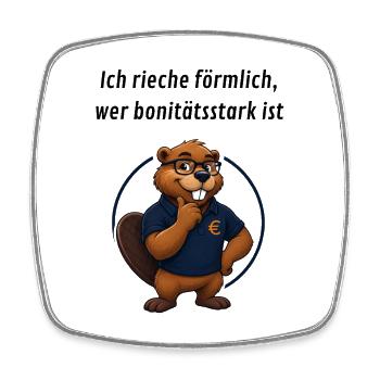 Benno Biber Banker - Bonität - Viereckiger Kühlschrankmagnet - Weiß - Vorne