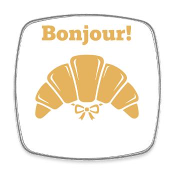 Breakfast Bonjour Funny Brunch Coffee Pancake - Square fridge magnet - white - Front