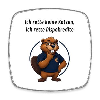 Benno Biber Banker - Dispokredite - Viereckiger Kühlschrankmagnet - Weiß - Vorne