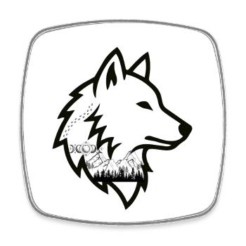 Wolfsprofil Linienkunst - Viereckiger Kühlschrankmagnet - Weiß - Vorne