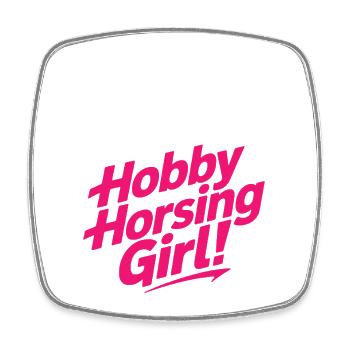 Hobby Horsing Girl Steckenpferd Pony Reiten Pferde - Viereckiger Kühlschrankmagnet - Weiß - Vorne