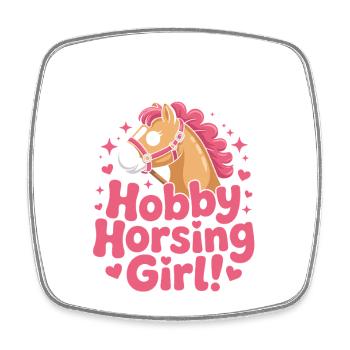 Hobby Horsing Girl Hobby Horse Pony Riding Horses - Square fridge magnet - white - Front