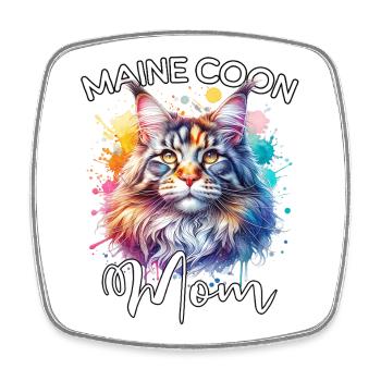 Maine Coon Mom - Square fridge magnet - white - Front
