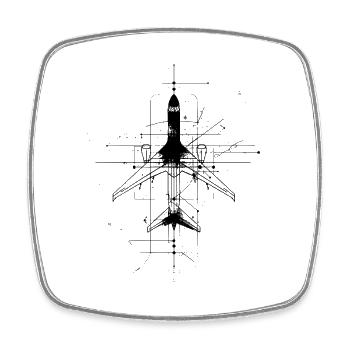Art de la ligne d’avion - Magnet carré - blanc - Devant