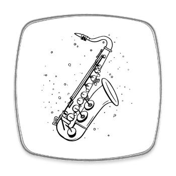 Saxophone Sketch - Square fridge magnet - white - Front