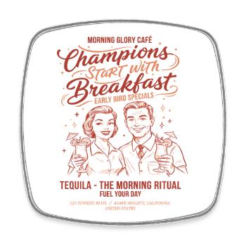 Champions du café brunch drôle du petit-déjeuner - Magnet carré - blanc - Devant
