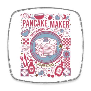 Breakfast Pancake Maker Mornings Golden Stacks - Square fridge magnet - white - Front
