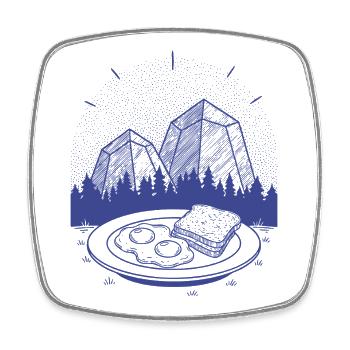 Breakfast Funny Brunch Coffee Pancake Food Second - Square fridge magnet - white - Front