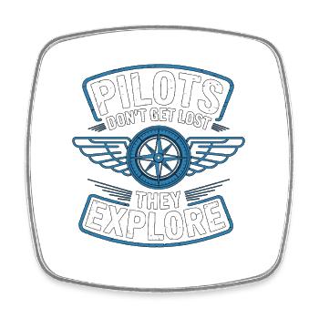 Private Pilot Don't Get Lost They Loves Aviation - Square fridge magnet - white - Front