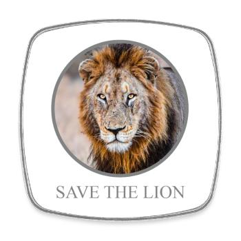 Portrait du Lion – Campagne Sauver le Lion - Magnet carré - blanc - Devant