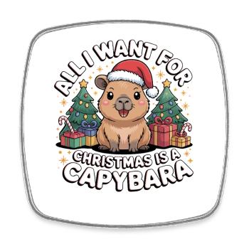 Capybara Christmas Wish - Square fridge magnet - white - Front