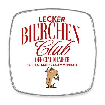 Lecker Bierchen Club - Viereckiger Kühlschrankmagnet - Weiß - Vorne