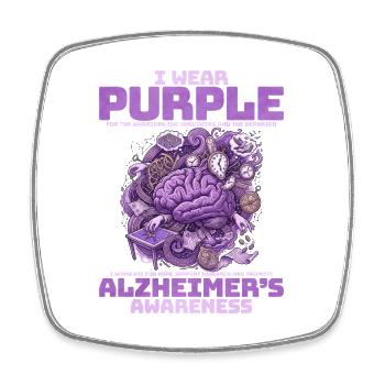 Purple Brain Alzheimer's Awareness - Square fridge magnet - white - Front