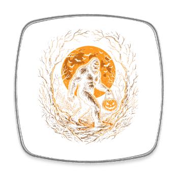 Halloween, Bigfoot, Lune, Citrouille - Magnet carré - blanc - Devant
